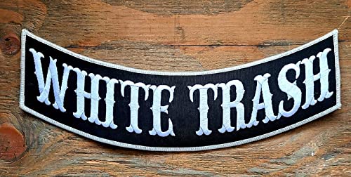 KMA White Trash Biker Rocker Patch 12"X3" for Jacket Vest Leathers