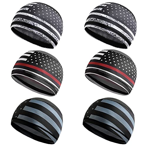Gegado Cooling Skull Cap Helmet Liner, Skull Caps for Men, Sweat Wicking Running Caps Cycling Skull Caps for Men and Women 6 pcs Black