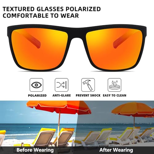 Image of Square Polarized Sunglasses for Men Sports Style Driving Travel Sun Glasses Lightweight Frame UV Protection Anti Glare Mirrored Goggles