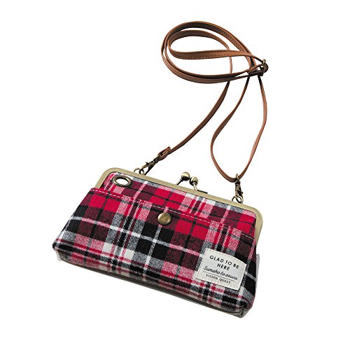 ビジョンクエスト スマホポーチ ガマ口 チェックRD GSP02-05