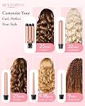 Waver Curling Iron Wand, BESTOPE PRO 5 en 1 Ensemble de baguettes de curling avec 3 Cramponner de cheveux barils pour les femmes, chauffage rapide de la baguette de cheveux Curler dans tous les types de cheveux