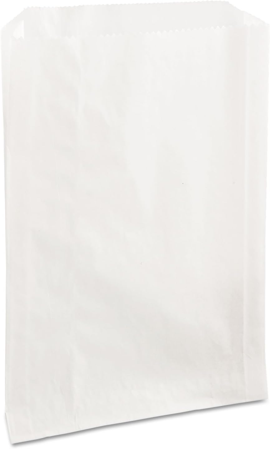 Bagcraft Grease-Resistant Single-Serve Bags, 6.5" X 8", White, 2,000/carton