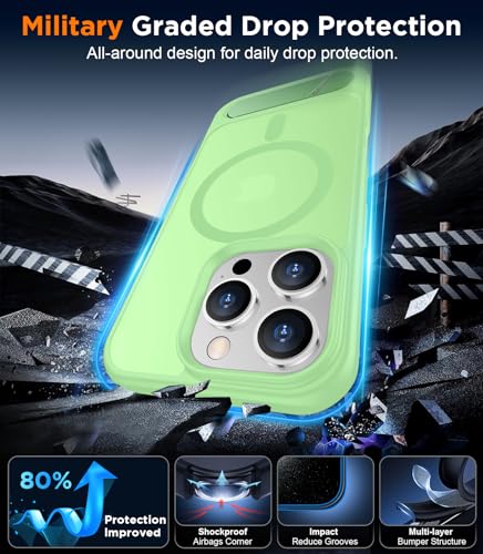 Image of Magnetic Compatible with iPhone 16 Pro Max Case, [Built-in Invisible Kickstand][Compatible with MagSafe][Military Grade Shockproof] Slim Translucent Matte Phone Case for iPhone 16 Pro Max 6.9 inch