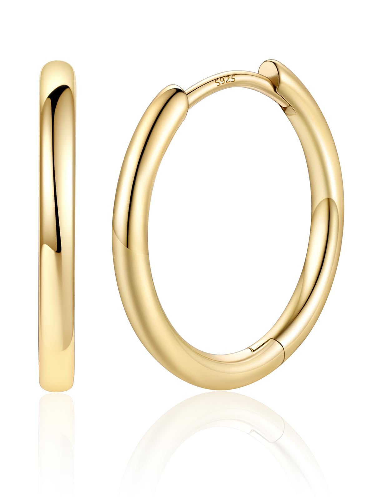 Silvora 14K Gold Plated Huggie Hoop Earrings for Women, Small Gold Hoops