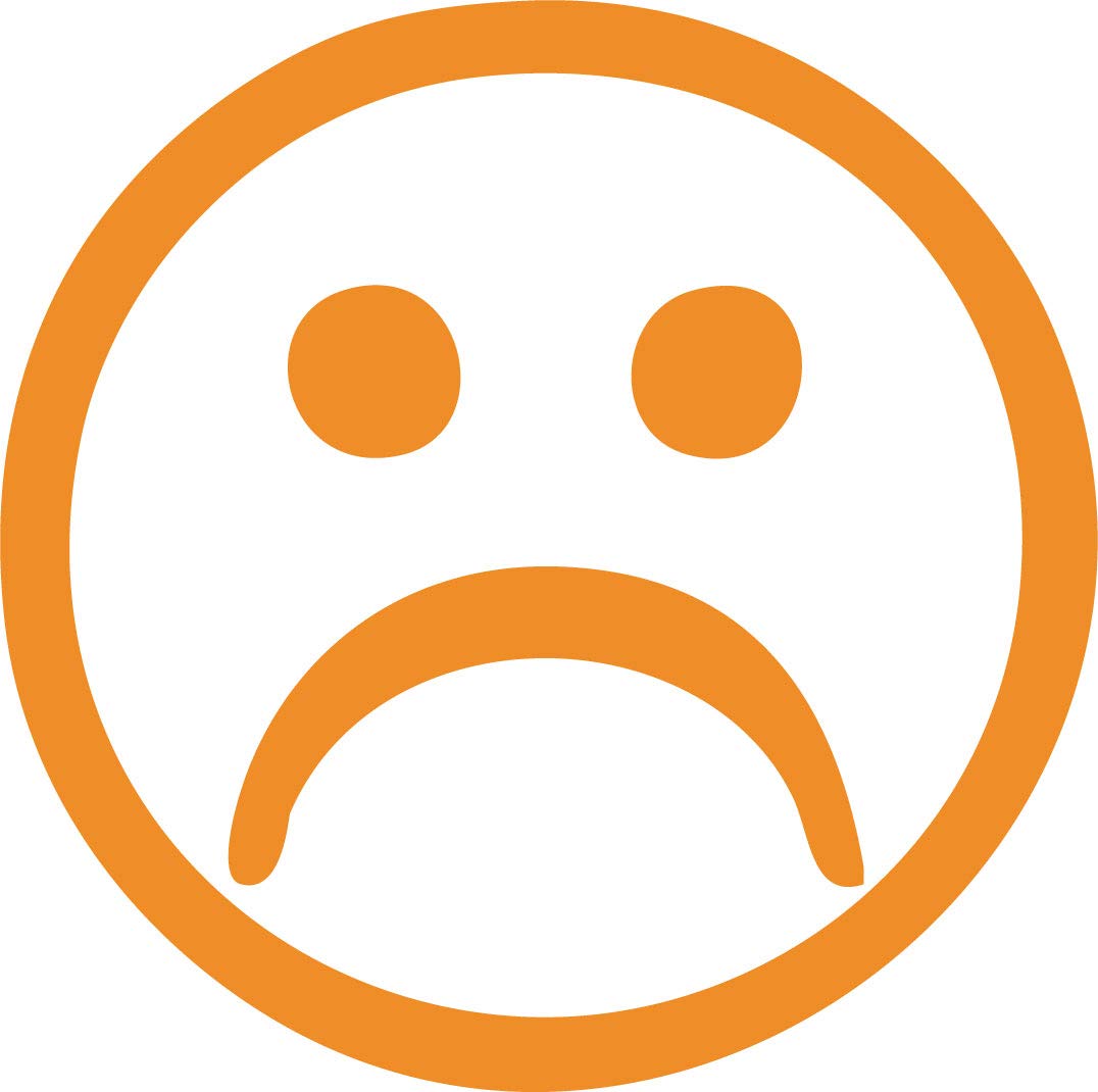 Decaltor Orange Unhappy Face - Laptop Stickers - 5" Vinyl Decal -Funny Laptop, Phone, Tablet Vinyl Decal Sticker,Bumper Sticker