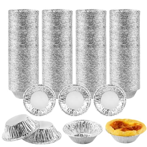 Suevut 400 Piezas Flaneras Individuales Moldes Kit,7x2,5x4cm Desechables Reposteria Molde de Tartaleta de Huevo, Lata Moldes Papel Aluminio, para Tartaleta, Cupcake, Tarta
