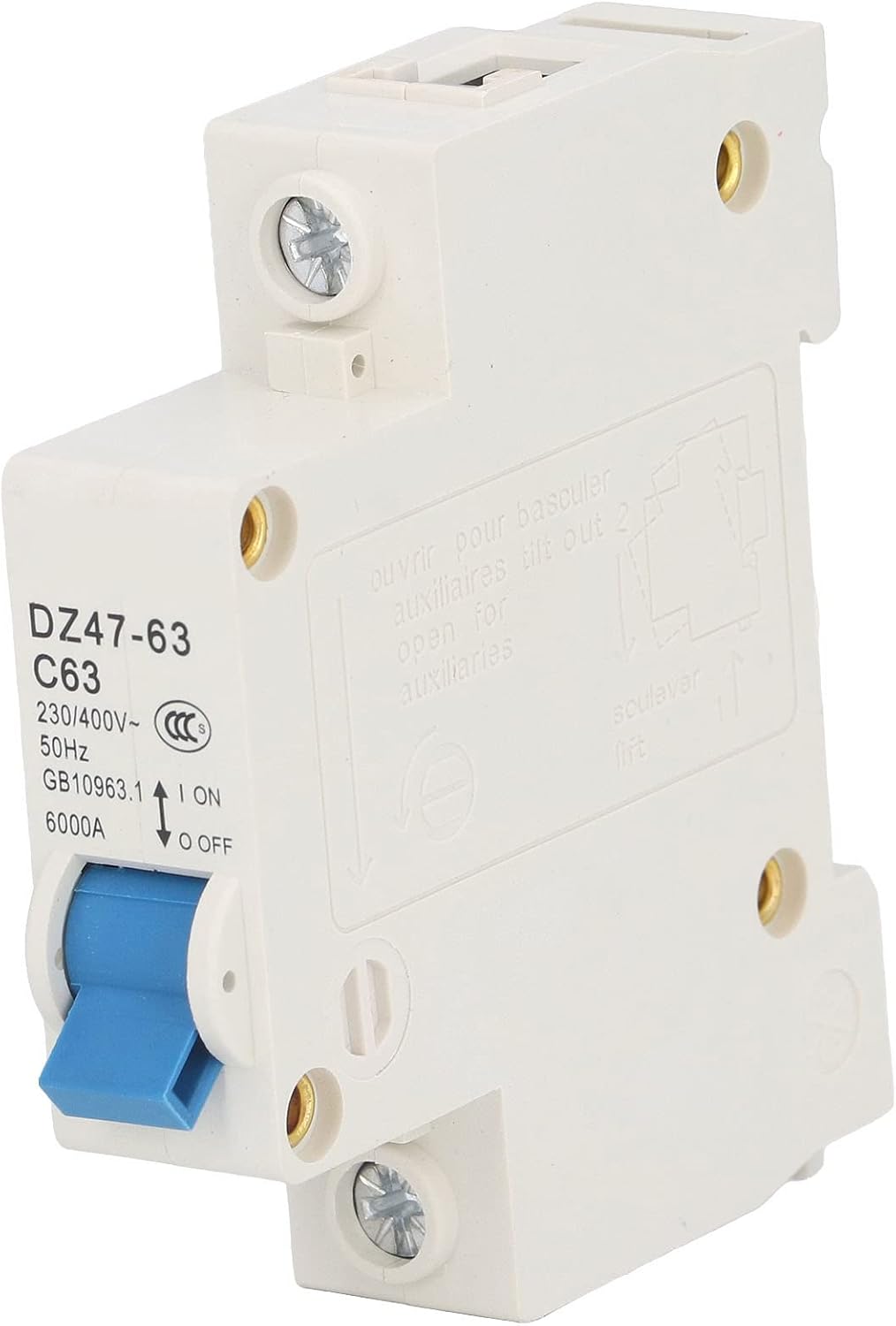 Residual Current Circuit Breakers, Miniature Circuit Breaker High Breaking Capacity 63A DIN Rail Mount for Lighting