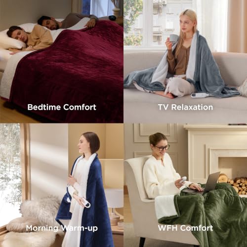 Image of Bedsure Heated Blanket Throw XL, Electric Blanket with Preheat, Dark Grey