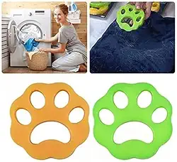Kit 2 Removedor de Pelos para Roupas Máquina de Lavar e Secar Pet Cães Gatos – Reutilizável Lavável Anti-Pelo Casaco Sofá Cama Tapete Roupa – Formato Patinha TPR Premium