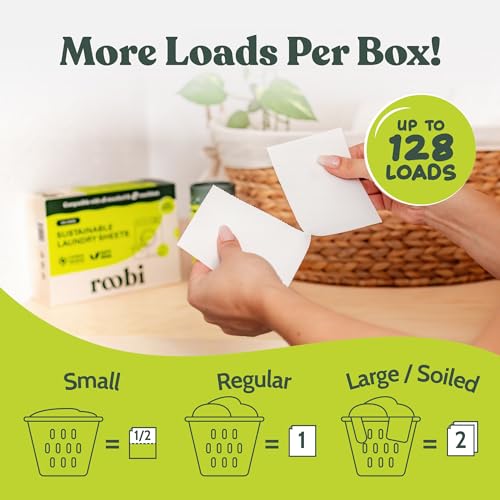 Image of Roobi Laundry Detergent Sheets, Linen Breeze Scent | Up to 128 Loads, Liquidless Detergent. Carbon Neutral, 100% Vegan