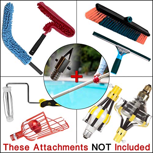 Pool Pole Telescopic 16Ft - Protuff 10X No Cost, No Hassle Replacements - Bonus Threaded Adapter - Heavy Duty Telescoping Pool Poles For Cleaning W/Pool Brush, Net, Rake, Skimmer, Vacuum #TOP3