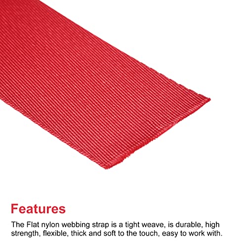 Image of Nylon Webbing Strap, 10 Metres, 1 inch /1.5 inch /2 inch Width, 0.7 mm Thickness (Red, 1.5 inch)