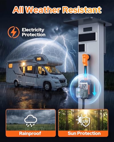 Image of GEARGO ๐จ๐ณ๐ณ-๐ต๐ฌ๐พ RV Surge Protector 50 Amp, 30000J RV Circuit Analyzer with Smart APP & Bluetooth, Larger LED Display, IP68 RV Adapter Plug for Camper, Travel Trailers