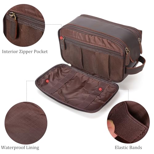 Polare Full Grain Leather Travel Toiletry Bag Dopp Kit Large Cosmetic Travel Case Shaving Kit Wash with YKK Zippers4