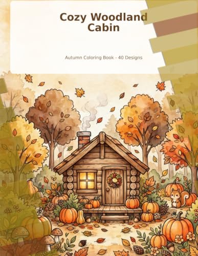 Cozy Woodland Cabin Autumn Coloring Book: 40 Bold and Easy Hygge Fall Scenes: Charming Small Cabins Surrounded by Simple Trees, Pumpkins and Falling ... - Perfect for Adults, Teens and Beginners image 2