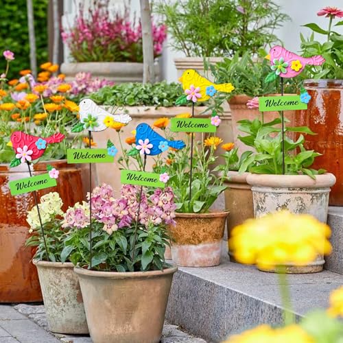 Image of 5Pack Metal Bird Decorative Garden Stakes,15.9 Inch Metal Garden Decor for Outside for Spring Decor, Shaking Head Yard Art Garden Decorations for Outdoor Lawn Pathway Patio
