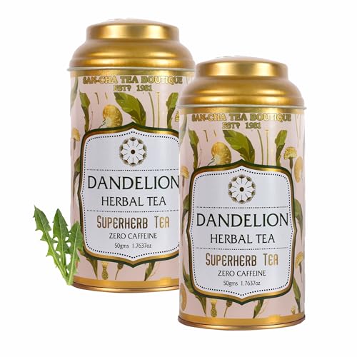 Image of Sancha Tea Boutique, Dandelion Tea, Superherb Herbal Tisane, Supports Fatty Liver Detox, Caffeine Free, 50 Loose Leaves (Pack of 2)
