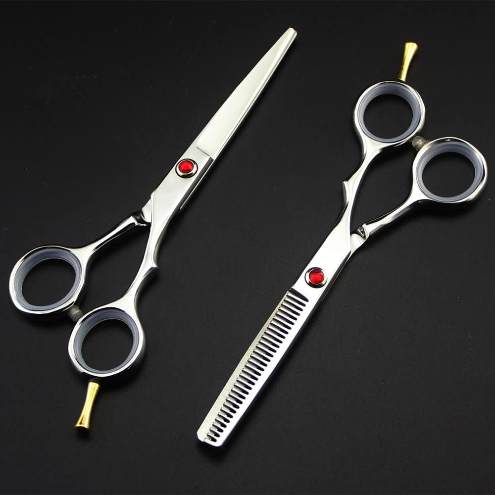 Professional 5.5-Inch Hair Cutting Scissors - Japan 440C Steel Silver Shears for Hairdressers, Thinning, and Barber Tools