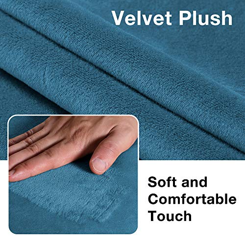 Velvet Plush Stretch Wingback Chair Covers Wing Chair Slipcover Wing Chair Covera Furniture Covers For Wingback Chairs Living Room, Feature Soft Thick Smooth Fabric Machine Washable, Peacock Blue #TOP2