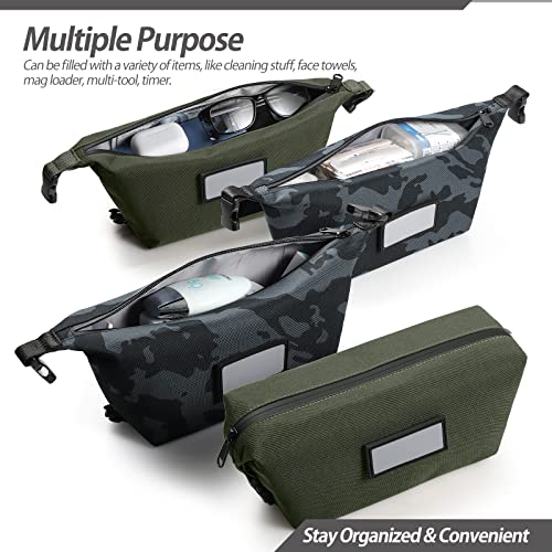 CITYCHASE 4-Pack Tactical Ammo Bag, Ammo Pouch with Adjustable Handle Bunkle & Rubber ID Patches, Loose Molle Pouches Ammo Case for Rifle Pistol Range Bag, Green