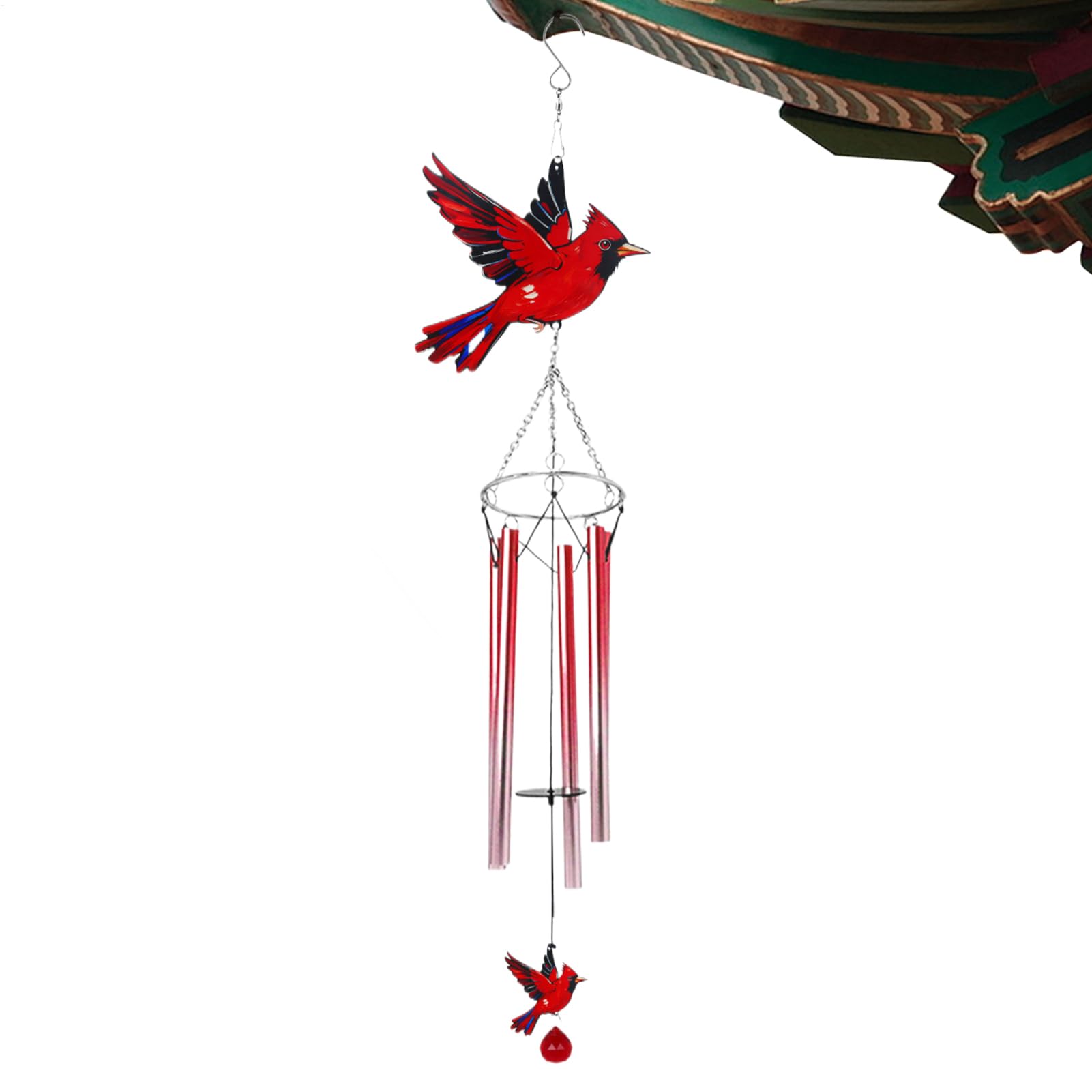 Carillon à vent mobile avec design d'oiseau rotatif pour décoration suspendable de jardin
