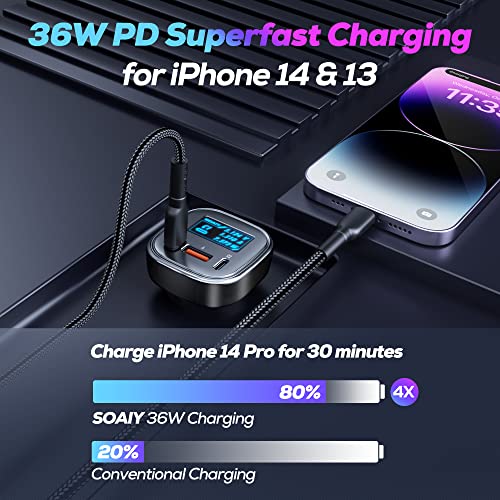 101W Superfast Car Charger Usb C, [All Metal] 2Pd + Qc3.0 Usb Car Cigarette Lighter Usb Charger With Oled Display For Macbook, Laptop, Iphone 14/13/12, Samsung, Google Pixel All Smartphone #TOP2