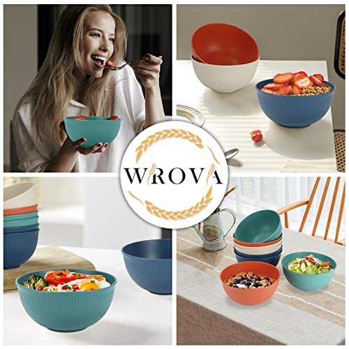 image for Wrova Wheat Straw Bowl Sets,8 PCS Unbreakable Cereal Bowl 26 OZ,Microw