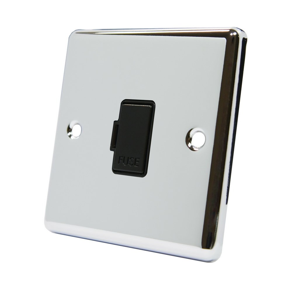 Aet Cpcufsbl Polished Chrome Classical Unswitched Spur Black Insert-13 Amp Fused Connection Unit 700461519089