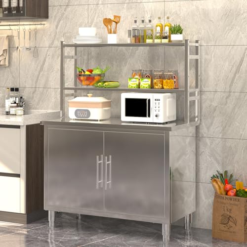Image of Stainless Steel Table with Cabinet, 40 inchx20 inch Kitchen Prep Table