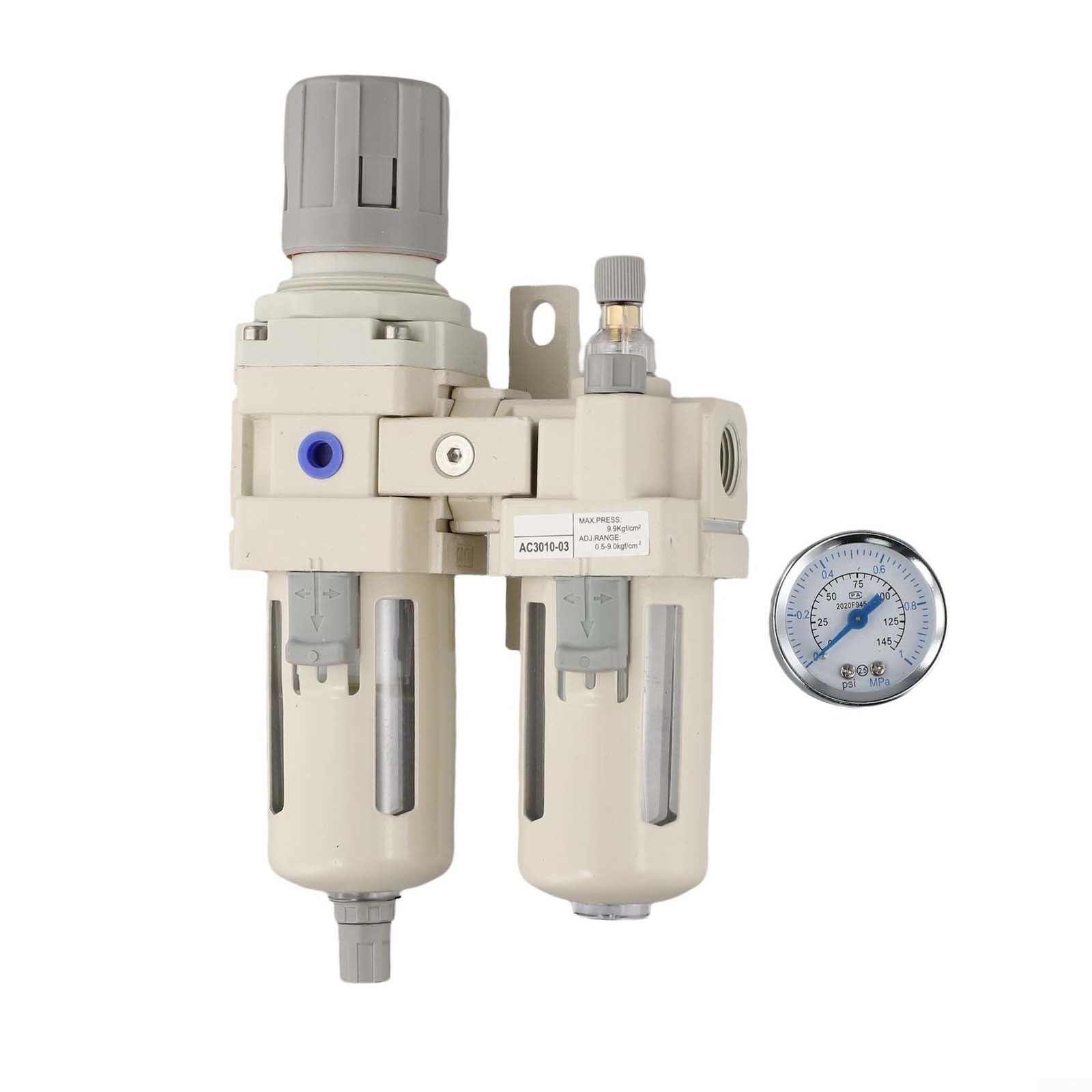 Regulador de filtro de aire comprimido industrial con separador de trampa de aceite de agua y válvula de drenaje semiautomática para una protección eficiente del sistema neumático (3/8