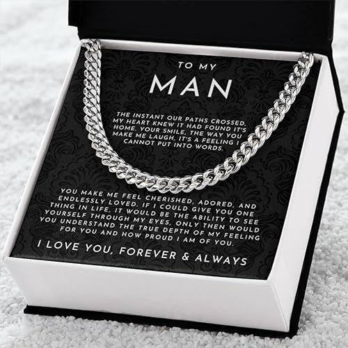 I Love You Gifts For Him Husband Boyfriend Sentimental Gifts From Wife Girlfriend To My Man Birthday Gift Ideas Cuban Link Chain Necklace Jewelry For Anniversary Christmas Valentines Day2