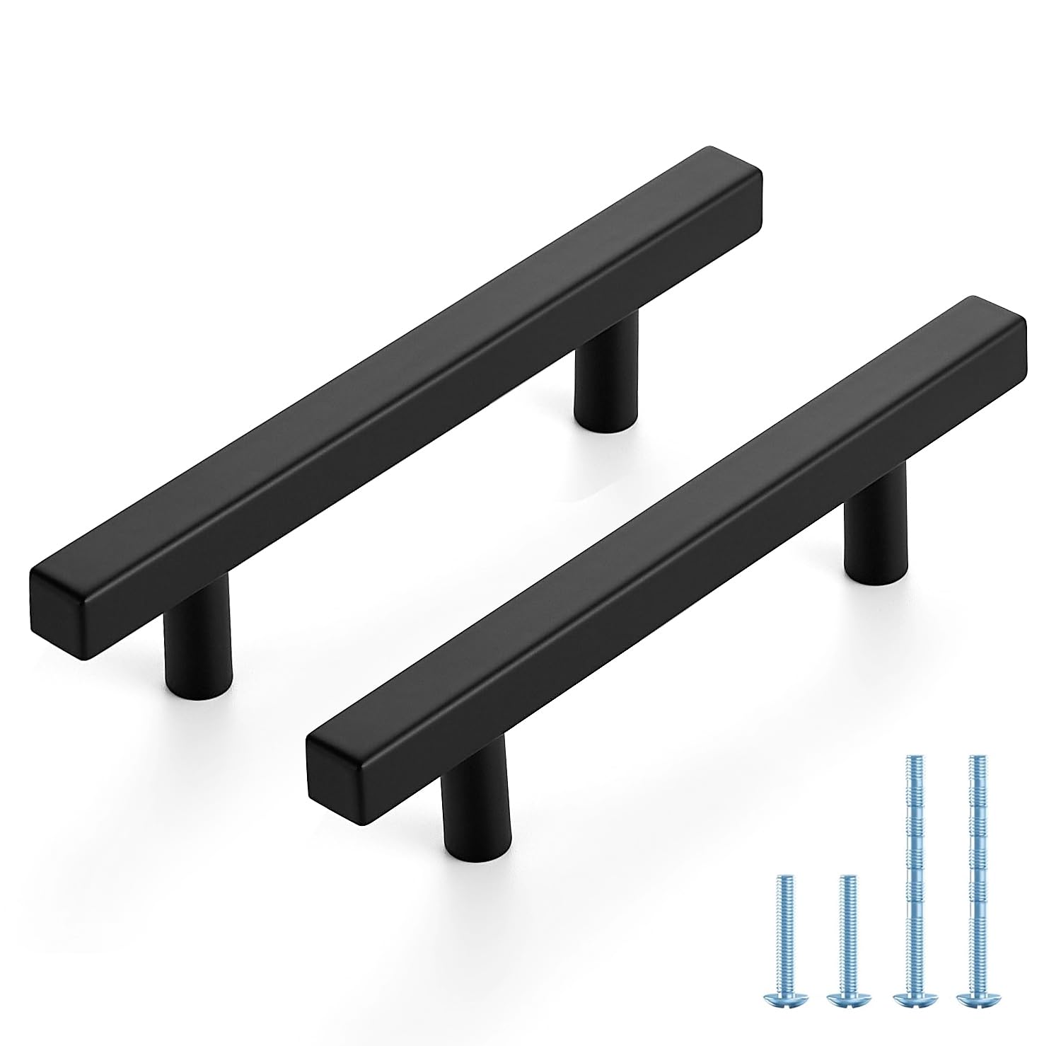 JOY DECOR 30 Pack 3-3/4 Inch Matte Black Square Cabinet Handles Stainless Steel Cabinet Hardware Pulls for Kitchen and Drawers with 6 Inch Overall