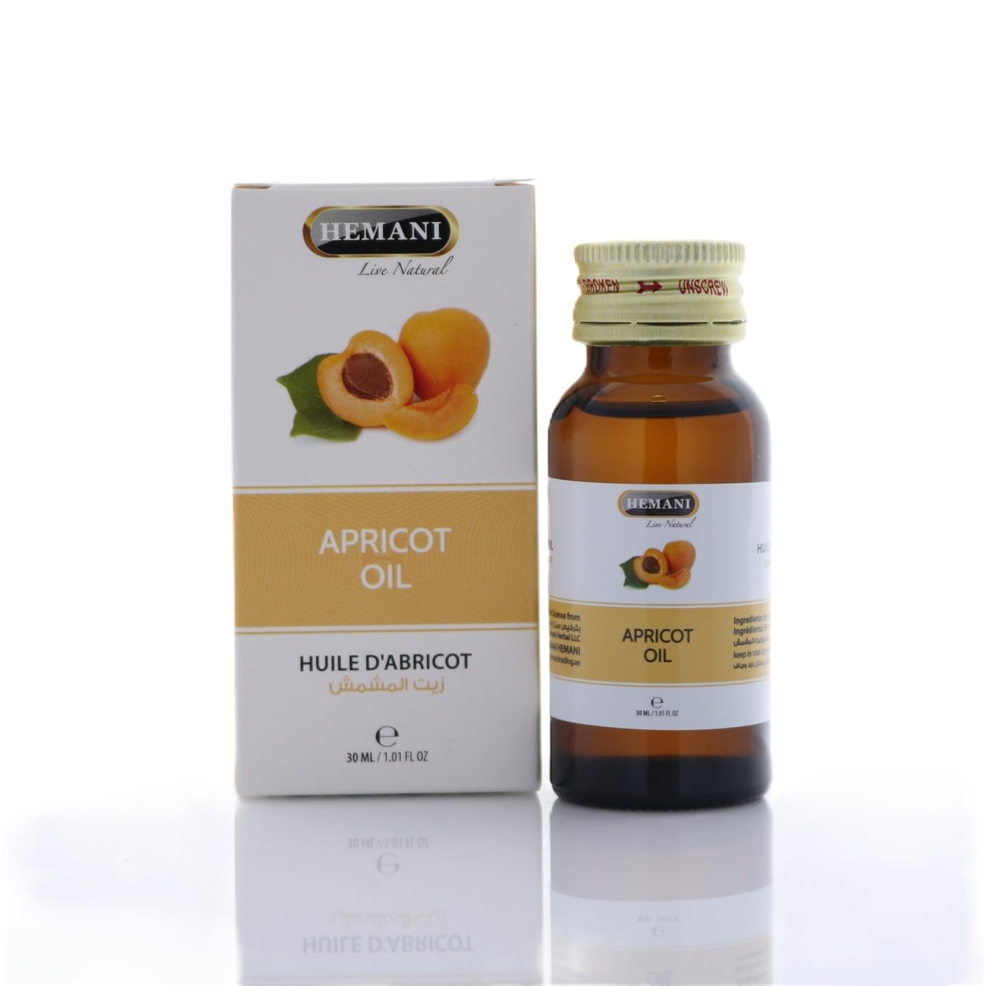 HEMANI Apricot Oil 30mL (1 OZ) - Edible Food Grade Oil - Internal & External Use