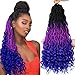 Ms Aloe Ombre Faux Locs Crochet Hair 5Pack（120 Strands）Ombre Purple Blue Faux Locs Crochet Braids Hair Pre Looped Goddess Locs Crochet Curly Hair for Black Women (20inch,1B/Purple/Blue#)