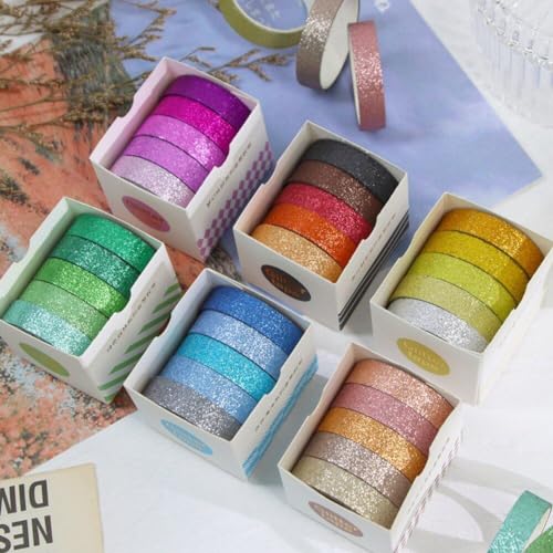 Cinta Washi Brillante en Pack de 90 Rollos Multicolores para Diseños de Papelería 6