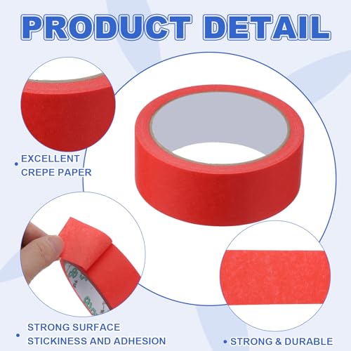 Image of MECCANIXITY Masking Tape 1.4 Inch x 21 Yard Painter's Tape Red Paint Tapes for DIY Crafts Arts Drawing Decoration Labeling Car Painting Artist Teachers, Pack of 6