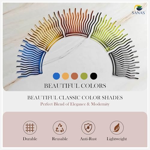 Image of Sanas French Comb (4 Pcs) Hair Clips For Women Side Comb Set For Bun, Juda Accessories For Women Hair Comb Clips, Hair Fork Stylish Hair Slides (Trendy Multi Colour Pack) (4 Pcs)