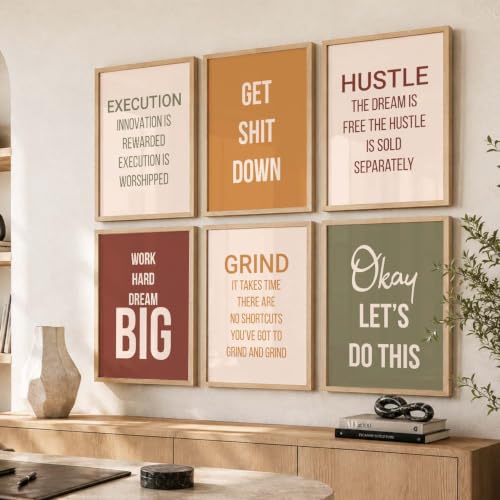 Image of kotart Quote wall Paintings with Frame for Home Decoration - Painting for Living Room Bedroom Office Wall hanging frames - Pack of 6 | Set of 6 Multicolo (13x17 inch, F)