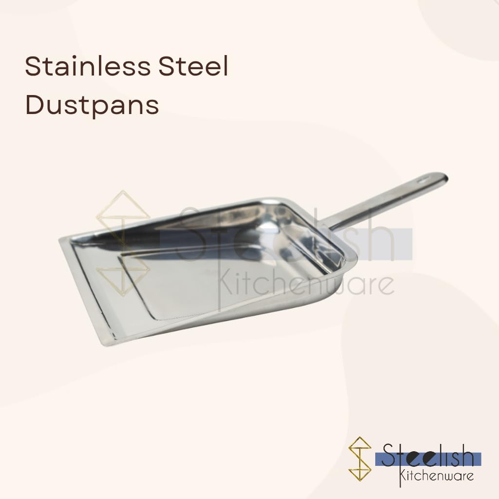 Steelish Stainless Steel Dustpan (Supdi) | Heavy-Duty Cleaning Tool | 37.5 cm | Pack of 1 1