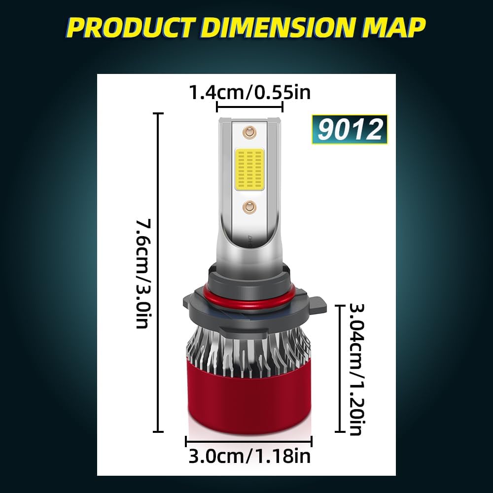 Super-Bright Light Bulbs Fit for 2011-2014 Ford Edge 9012 High Beam with Cooling Fan 15000 RPM Plug and Play Pack of 2