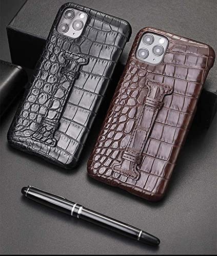 Étui en cuir de crocodile pour iPhone 14 Plus coque luxe noire