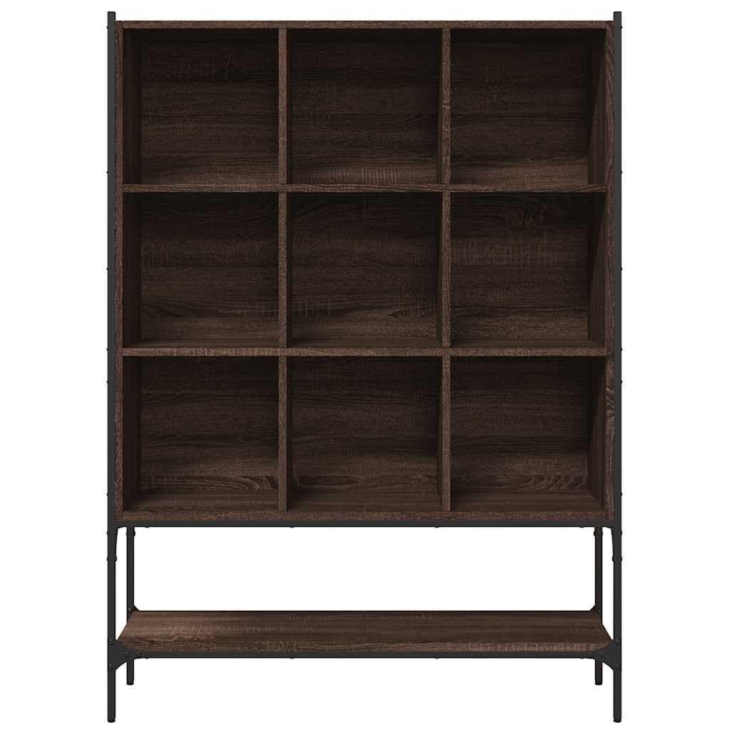 Libreria marrone effetto rovere, 102 x 30 x 141,5 cm, in legno, divisorio per soggiorno, ufficio, camera da letto, versatile, con 9 scomparti e supporto da parete