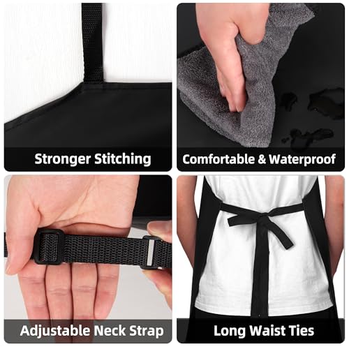 MIKI WELL Heavy Duty Waterproof Apron - for Unisex Adult, Ultra Lightweight, Chemical Resistant Industrial Work Apron (Black1)