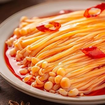Instant Fresh spicy golden enoki mushroom 10/20/30packs,spicy strips,Chinese specialty food,red oil enoki mushroom,seasoned dishes,Vegan snacks gift,side dish,healthy instant pickles (30 packs)