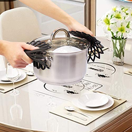 Me.fan Silicone Trivet - Trivet Mat - Kitchen Hot Pads For Pots/Hot Dish Insulated Teapot Trivet Flexible Durable Non Slip Large Coasters 3 Set Black #TOP4