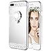 iPhone 7 Plus/8 Plus Case, Caka [Rhinestone Series] Glitter Luxury Cute Shiny Bling Mirror Makeup Case for Girls with Ring Kickstand Diamond TPU Case for iPhone 7 Plus/8 Plus - (Silver)