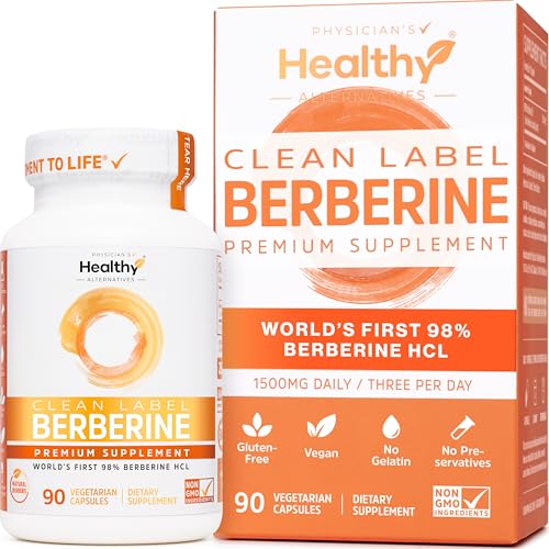 Clean Label Berberine, Ultra High Strength Berberine Supplement 100x More Concentrated | 98% Berberine HCl, Highest Purity in US | 500mg Capsules | Triple Tested | Made in USA, cGMP Certified