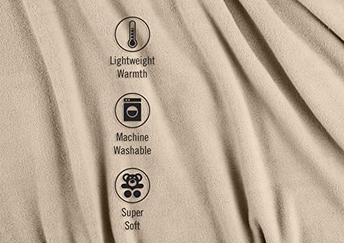 Martex Fleece Blanket Queen Size - Fleece Bed Blanket - All Season Warm Lightweight Super Soft Anti Static Throw Blanket - Beige Blanket - Hotel Quality- Blanket For Couch (90X90 Inches, Beige) #TOP2