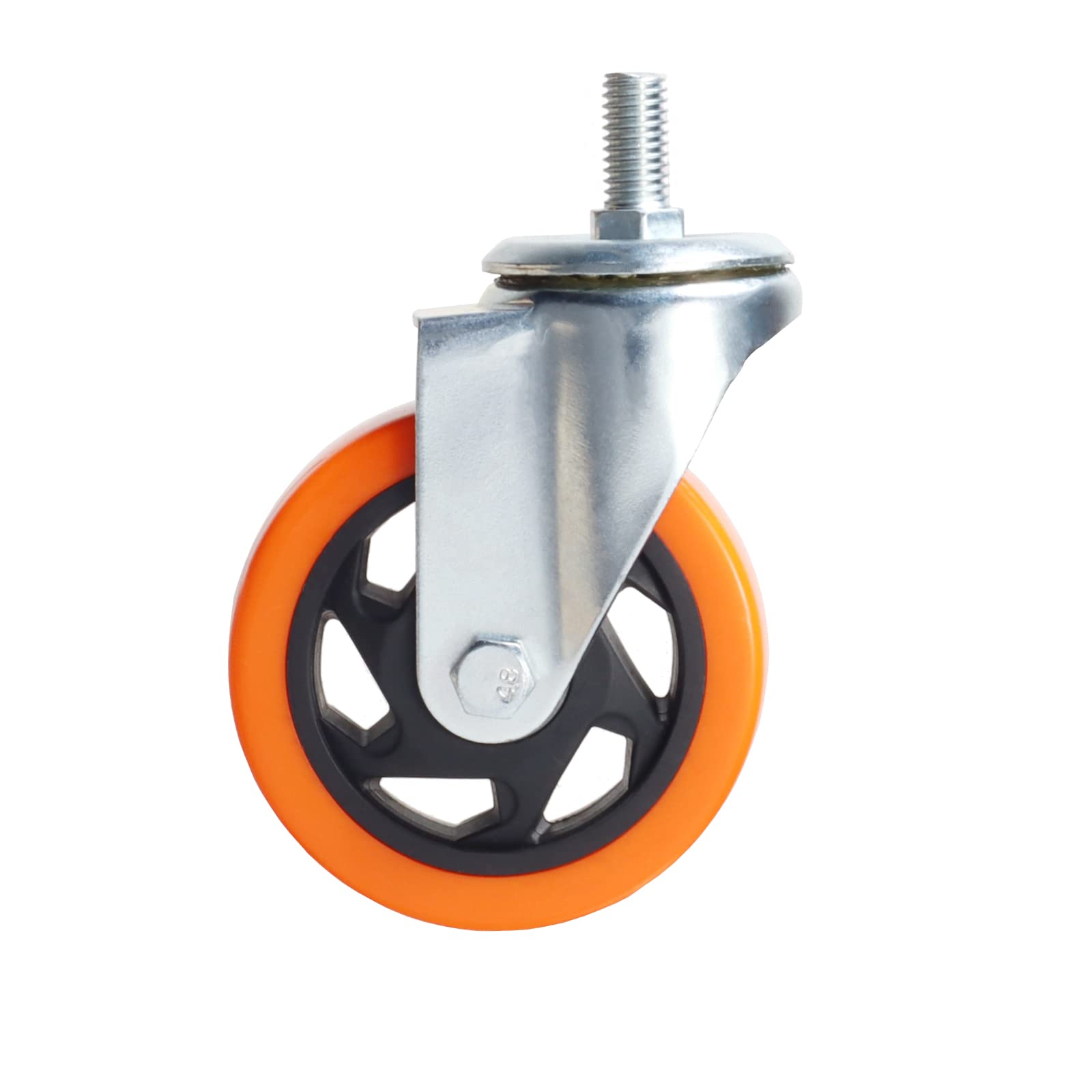 Heavy Duty Swivel Wheels, 3 Inch Yellow PVC Casters With Metric Stem M12-1.75x25mm Double Brakes