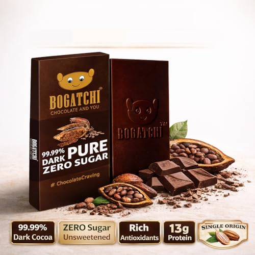 Image of BOGATCHI Premium 99% Dark Chocolate | Pure | Real Cocoa Intense Dark Chocolate, 80 gm